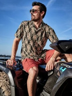 Ajrakh-Kurzarmhemd -Jacken Verkaufs-Shop EC10 7369 DF