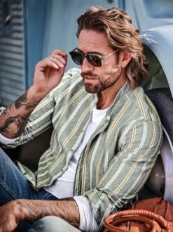 Ausgeglichenes Leinenhemd -Jacken Verkaufs-Shop EC10 7372 DF